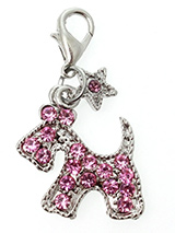 Pink Diamante Scottie Dog Collar Charm - Accent your pups collar with our Pink Diamante Scottie Dog Collar Charm. The adorable dog shape lets everyone know who's the most fashionable pup on the block. The rhinestone accents add all the bling you need, for eye-catching style that matches the sparkling personality of your best friend.
